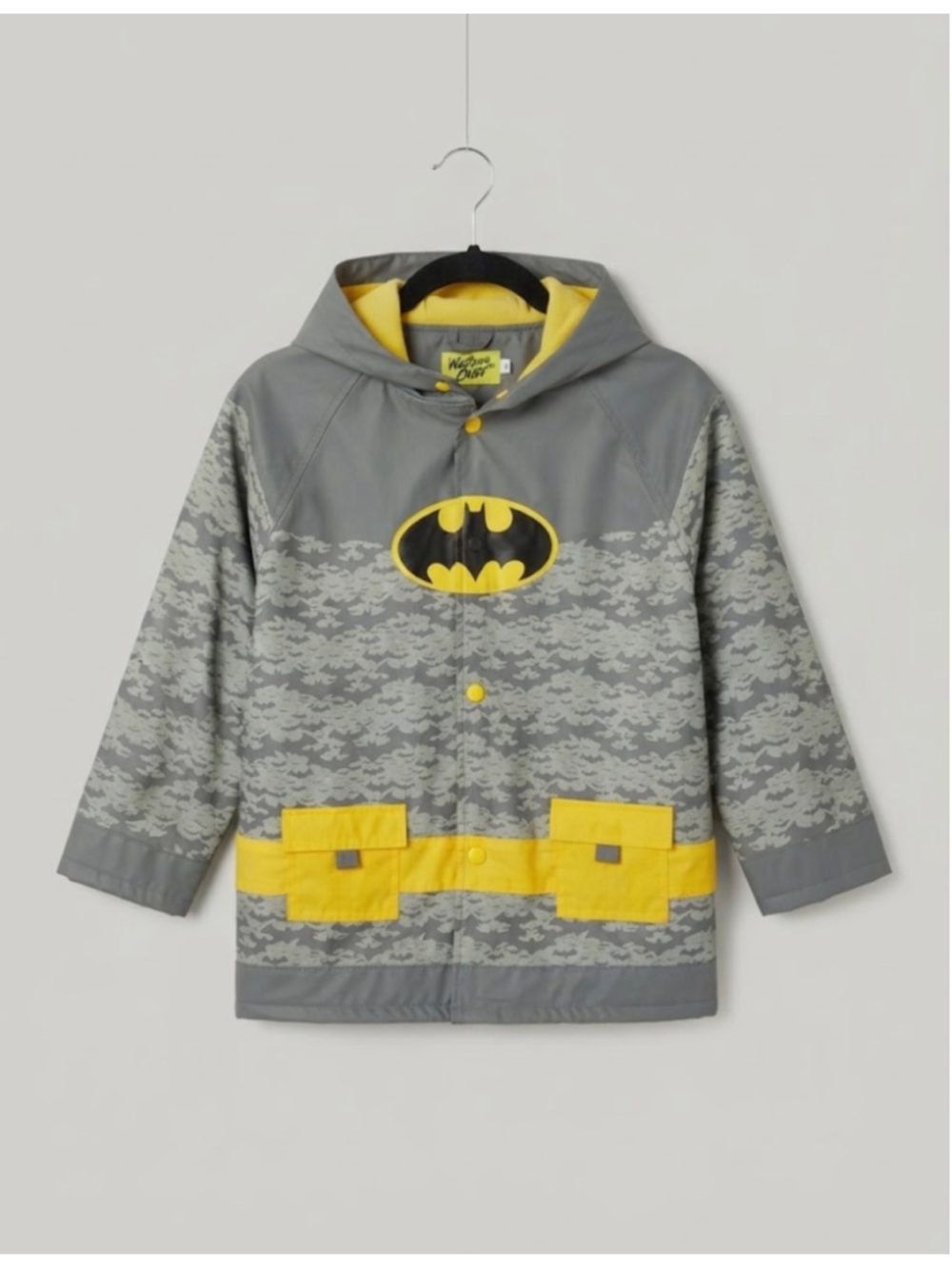 Boys Western Chief Batman Raincoat Size 7 Grey and Yellow